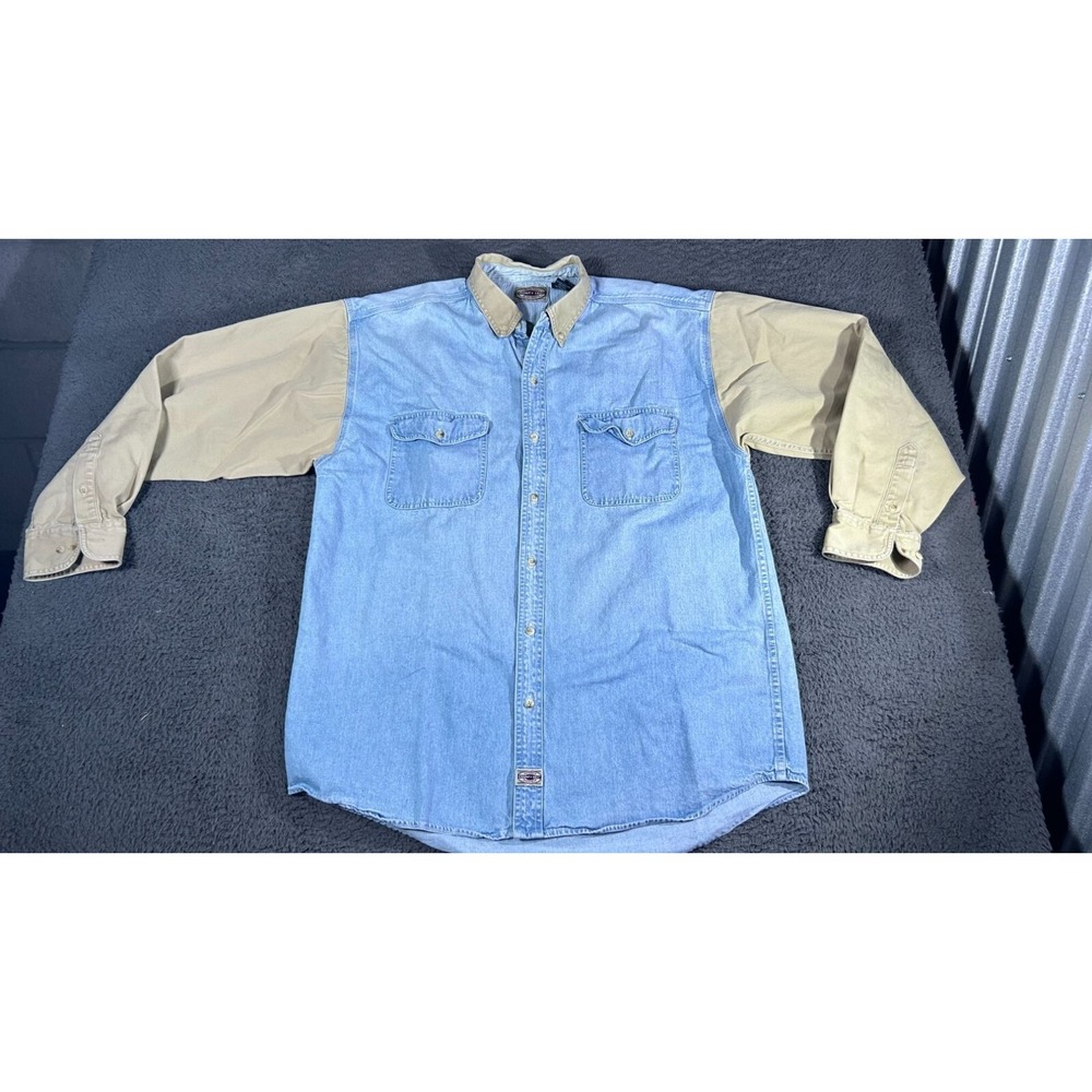 Vintage County Seat Denim & Khaki Men's Long Sleeve Button-Up Shirt